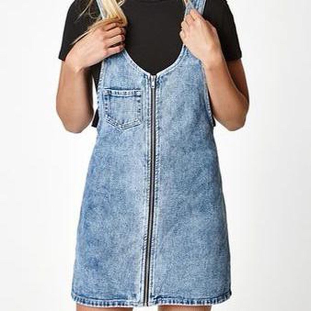 PacSun Denim Zip Front Overall Dress